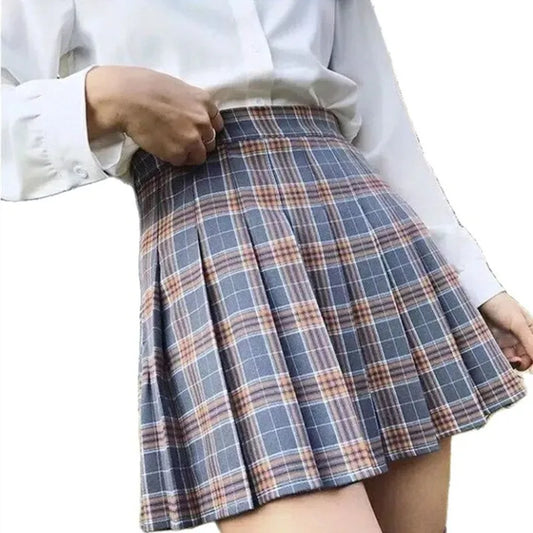 XS-XXL High Waist Women&#39;s Skirts Striped Pleated Skirt Elastic Waist Female Skirts Sweet Mini Skirts Dance Skirt Plaid Skirt